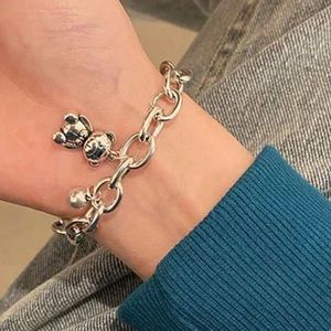 🧸Sweet Teddy Bear Charm Silver Chain Link LC clasp & extender charm bracelet🧸